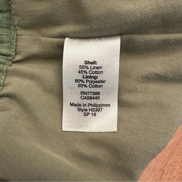 J Crew Green Scalloped Hem Mini Skirt Size 20 Preppy Linen Blend Pockets Boho - Picture 7 of 8
